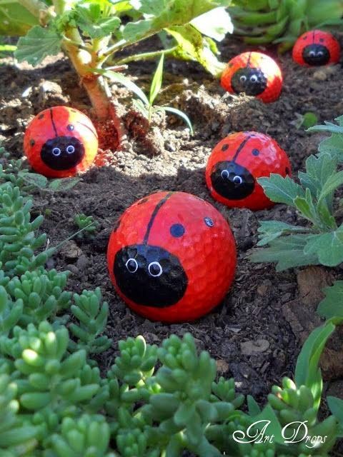 Cute lady bug golf ball ornaments to decorate your garden
